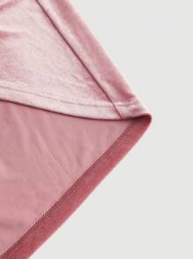 SHEIN MOD 素色圍裹下擺絲絨半身裙 - 粉色 - 查看 5