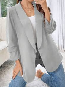 Calvaya 加青果領開襟西裝外套 - 灰色 - 查看 3