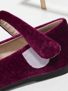 女童韓版淺口平底休閒鞋秋冬青少年櫻桃紅天鵝絨芭蕾舞鞋舞蹈表演學校 - 玫紅色 - 查看 5