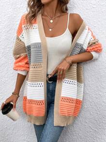 SHEIN LUNE 撞色落肩开衫 - 彩色 - 查看 1