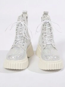 Women's Fashionable Silver Boots - Silver - View 2