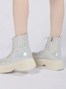 Women's Fashionable Silver Boots - Silver - View 3