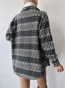 EURMUSE Plaid Print Drop Shoulder Flap Pocket Coat - Multicolor - View 2