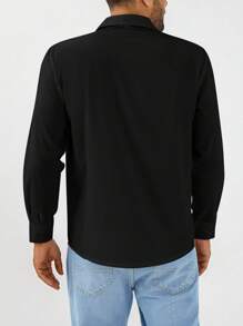 RueChic Men Solid Pocket Patched Shirt - Black - View 2