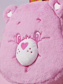 SHEIN X Care Bears 粉色毛绒啦啦队熊设计背包、礼物、学校背包 - 粉色 - 查看 5
