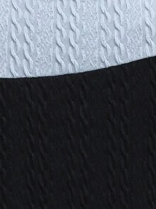 双色露肩 T 恤 图案 T 恤 女式上衣 - 彩色 - 查看 7