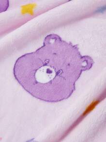 SHEIN X Care Bears 紫心形泰迪熊毛毯 - 紫色 - 查看 4