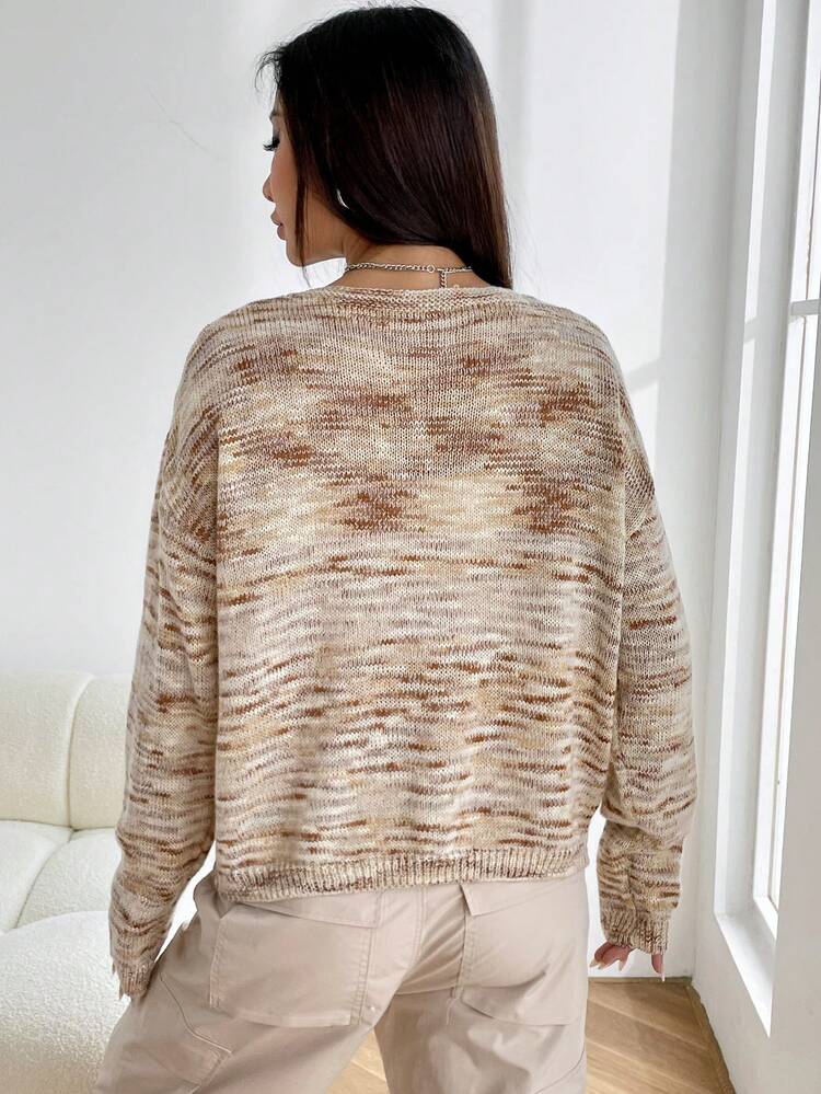 Space Dye Drop Shoulder Sweater