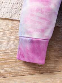 SHEIN 年輕女孩紮染字母圖案連帽衫和運動褲 - 彩色 - 查看 3