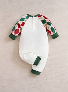 Yierying Baby Boy Deer & Argyle Print Raglan Sleeve Jumpsuit - Multicolor - View 2