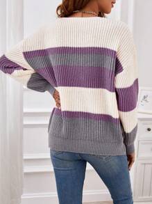 EMERY ROSE Color Block Drop Shoulder Sweater - Multicolor - View 2