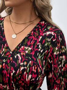 SHEIN Frenchy Hơn In Toàn bộ Tay áo lồng đèn Đầm Không có thắt lưng - Nhiều màu - Xem 6