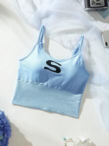 SHEIN Top de tirantes con estampado de letra - Azul - Ver 1
