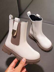 Children's Solid Color Boots - Beige - View 1