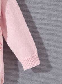 SHEIN Chica Joven Jersey con lentejuela en contraste con patrón de estrella bajo irregular - Rosa - Ver 7