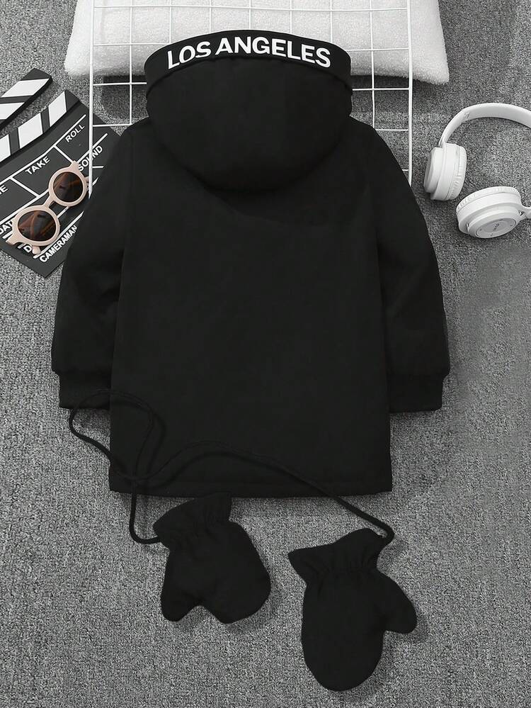 Young Boy Zip Up Thermal Lined Hooded Coat Without Tee