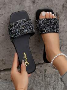 Flat Sandals For Women - Black - View 2