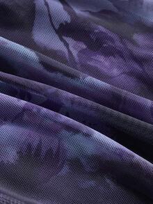 SHEIN ICON Tie Dye Ruched Hanky Hem Cami Top - Purple - View 3