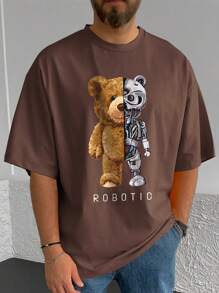 Manfinity EMRG Men Bear & Letter Graphic Tee - Coffee Brown - View 3
