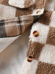 Baby Boys Checkerboard Pattern Flap Detail Teddy Coat - Multicolor - View 8