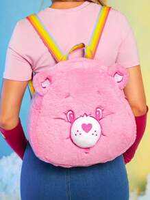 SHEIN X Care Bears 粉色毛绒啦啦队熊设计背包、礼物、学校背包 - 粉色 - 查看 10