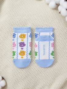 SHEIN X Care Bears 3pairs Heart Bear Kids' Short Socks - Multicolor - View 4