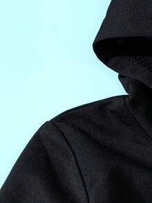 SHEIN 女大童蝴蝶印花連帽運動衫 - 黑色 - 查看 3