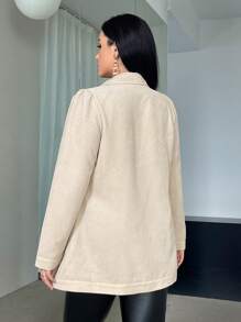 SHEIN Privé Plus Double Breasted Pocket Patched Blazer - Apricot - View 2