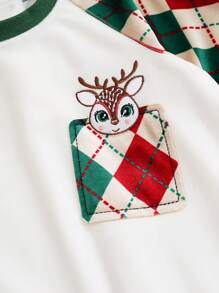 Yierying Baby Boy Deer & Argyle Print Raglan Sleeve Jumpsuit - Multicolor - View 3