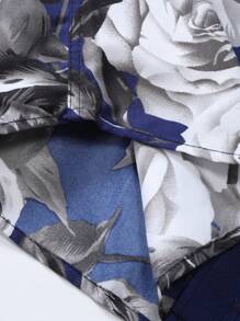 Manfinity RSRT 男士花卉印花鈕扣襯衫 - 藏蓝色 - 查看 7