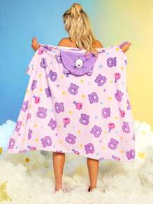 SHEIN X Care Bears 紫心形泰迪熊毛毯 - 紫色 - 查看 2