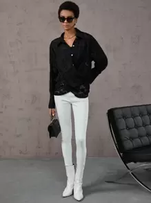 Aveloria 提花圍裹式交叉落肩襯衫