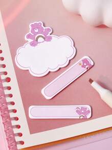 SHEIN X Care Bears Notas adhesivas con patrón de oso con forma de corazón rosa, Cheer Bear, regalos - Rosa - Ver 3