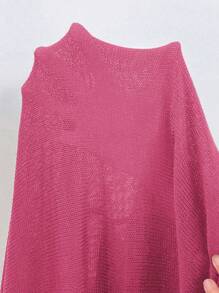 SHEIN Franclia 大码双口袋落肩开衫 - 玫紅色 - 查看 7