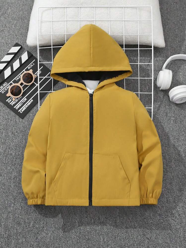 Young Boy Kangaroo Pocket Hooded Jacket With Bag