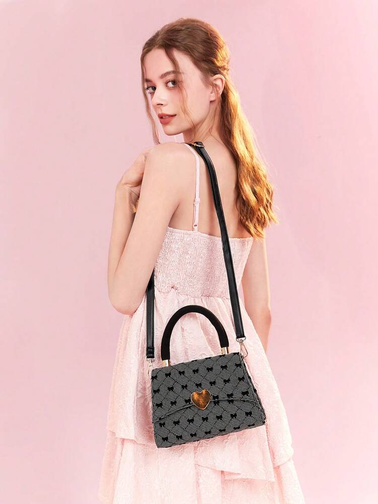 Heart Shape Buckle, Butterfly Design Fashionable Multipurpose Simple Tote Cross-Body Bag,For Retro