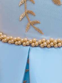 SHEIN Glamorique Kids 少女刺繡網紗罩衫洋裝 - 彩色 - 查看 4