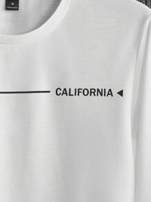 Manfinity VCAY 男士字母圖案T恤 - 白色 - 查看 4