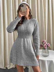 SHEIN Privé Robe Pull Unicolore Trapèze