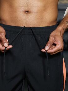 Gym Rark Men Contrast Side Seam Sports Shorts Sweat Pants Black Shorts - Black - View 5