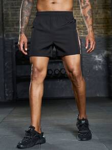 Gym Rark Men Contrast Side Seam Sports Shorts Sweat Pants Black Shorts - Black - View 7