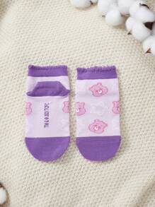 SHEIN X Care Bears 3pairs Heart Bear Kids' Short Socks - Multicolor - View 2