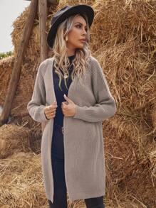 EMERY ROSE Solid Raglan Sleeve Cardigan - Khaki - View 4