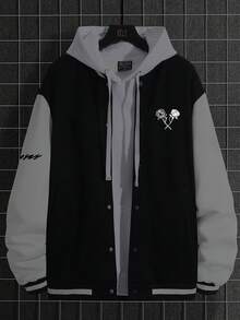 Manfinity Homme Hombres Chaqueta de dos tonos con estampado de letra - Multicolor - Ver 3