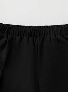 SHEIN 女嬰黑色彈性腰口和腳口帶蓋子鈕扣側口袋褲 - 黑色 - 查看 6