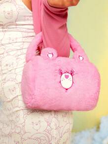 SHEIN X Care Bears Ladies' Bear Patterned Tote Bag, Valentines - Pink - View 7