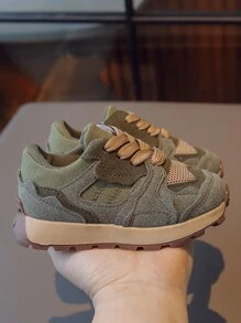 女童運動鞋,橄欖綠復古風格百搭設計 - 軍綠色 - 查看 3