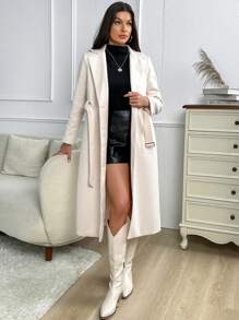 SHEIN Privé 西裝領腰帶花呢外套