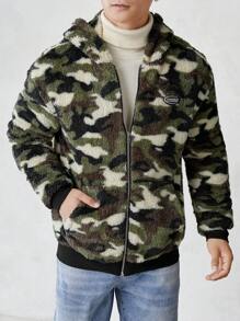 GENTILAND Nam Camo In Chi tiết Patched thư Thả vai Áo Teddy Jackets - xanh quân đội - Xem 1