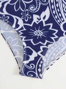 全印花高腰比基尼套裝